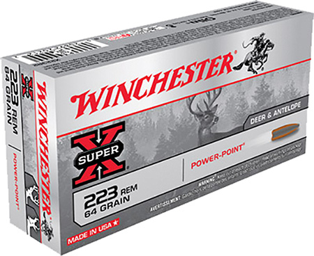 WINCHESTER SUPER-X 223 REM 64GR POWER POINT 20RD 10BX/CS - for sale