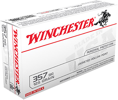 WINCHESTER USA 357 SIG 125GR JHP 50RD 10BX/CS - for sale
