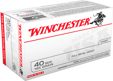 WINCHESTER USA 40SW 165GR FMJ TRUNCATED CONE 100RD 5BX/CS - for sale