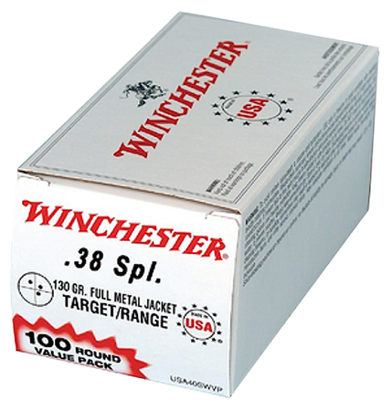 WINCHESTER USA 38 SPCL 130GR FMJ 100RD 5BX/CS! - for sale