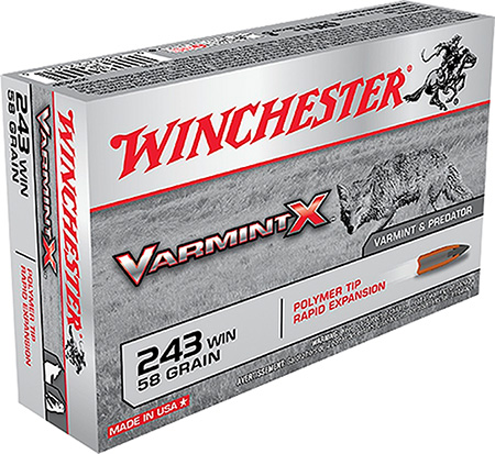 WINCHESTER VARMINT-X 243 WIN 58GR POLY TIPPED 20RD 10BX/CS - for sale