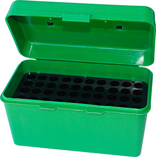MTM DELUXE AMMO BOX 50-ROUNDS RIFLE .22-250 TO .308 GREEN - for sale