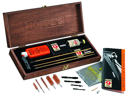 HOPPES DELUXE GUN CLEANING KIT W/WOOD STORAGE CASE - for sale