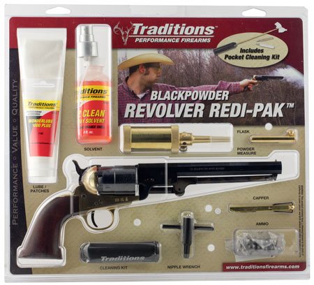 TRADITIONS BP REVOLVER 1851 NAVY .44 CAL BRASS/WAL REDI-PK - for sale