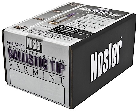 NOSLER BULLETS 6MM .243 55GR BALLISTIC TIP 100CT - for sale