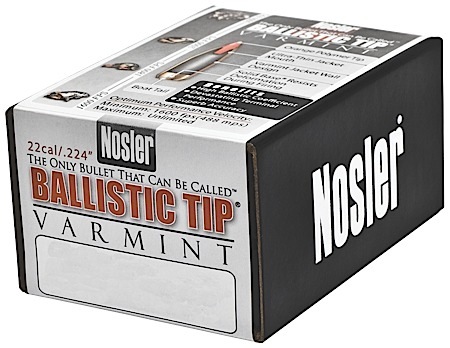 NOSLER BULLETS 22 CAL .224 50GR BALLISTIC TIP 100CT - for sale