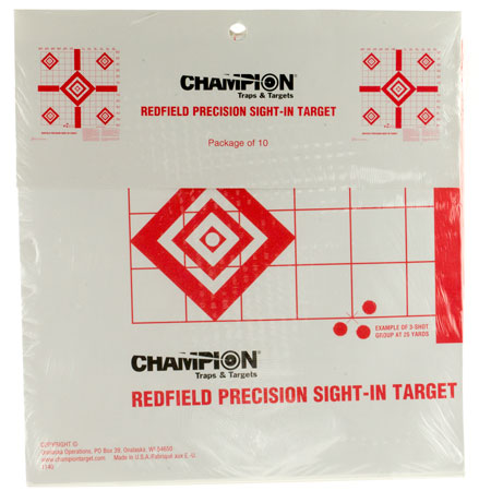CHAMPION TARGET PAPER REDFIELD STYLE SIGHT-IN 10-PACK - for sale