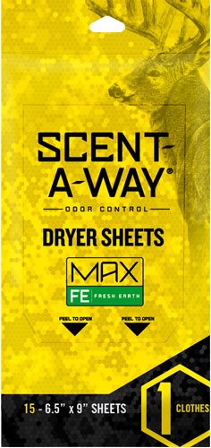 HS DRYER SHEETS SCENT-A-WAY MAX ODERLESS 6.5"X9" EARTH 15P - for sale