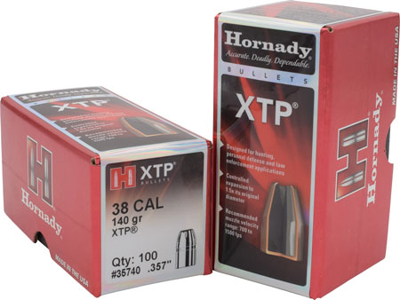 HORNADY BULLETS 38 CAL .357 140GR XTP 100CT 25BX/CS - for sale