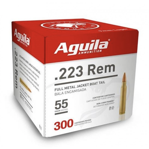 AGUILA AMMO 223 REM 55GR FMJ 300RD 4BX/CS - for sale