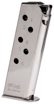 WALTHER MAGAZINE PPK 380 .380ACP 6RD NICKEL - for sale