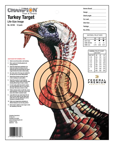 CHAMPION LIFE SIZE TURKEY TRGT PAPER 12-PK. - for sale
