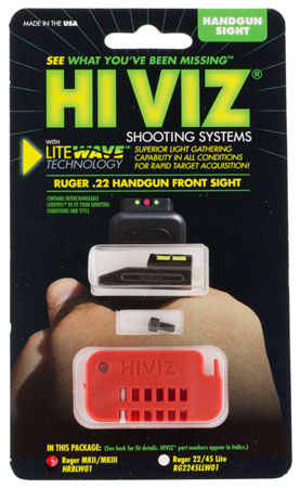 HIVIZ LITEWAVE FRONT SIGHT FOR RUGER MKII/MKIII 3-LITEPIPES - for sale