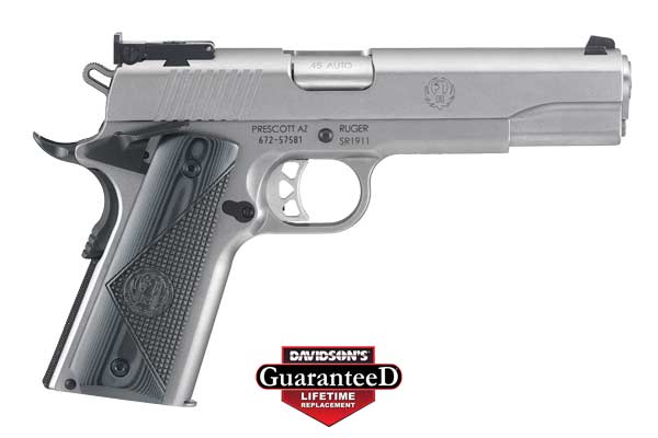 RUGER SR1911 TARGET .45ACP ADJ STAINLESS G10 GRIPS - for sale