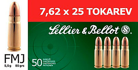 S&B 7.62X25 TOKAREV 85GR FMJ RN 50RD 30BX/CS - for sale