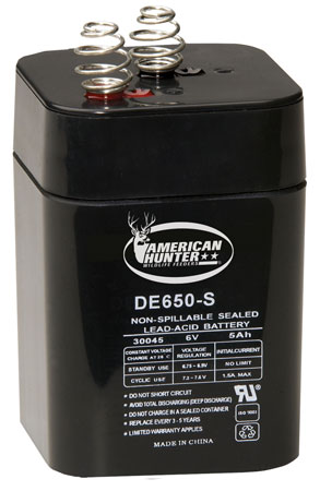 AMERICAN HUNTER BATTERY RECHARGEABLE 6V 5AMP SPRINGTOP - for sale