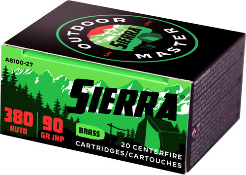 sierra bullets - Outdoor Master - .380 Auto - AMMO 380 AUTO 90 GR JHP 20/BX for sale