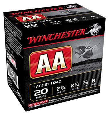 WINCHESTER AA 20GA 7/8OZ #8 1200FPS 250RD CASE LOT - for sale
