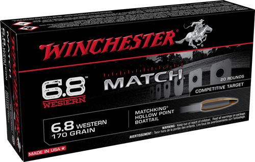 WINCHESTER MATCH 6.8 WESTERN 170GR BTHP 20RD 10BX/CS - for sale