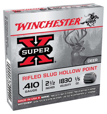 WINCHESTER SUPER-X SLUGS 410 2.5" 1830FPS 1/5OZ 5RD 50BX/CS - for sale