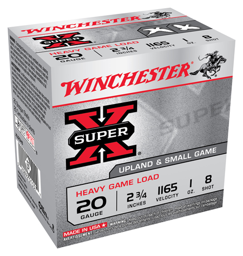 WINCHESTER SUPER-X 20GA 2.75" 1165FPS 1OZ #8 250RD CASE LOT - for sale