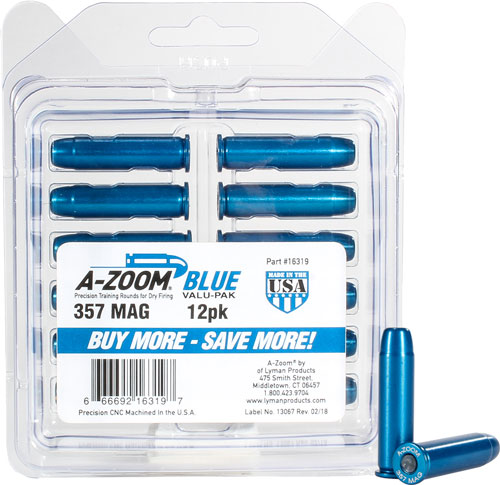 A-ZOOM METAL SNAP CAP BLUE .357 MAGNUM 12-PACK - for sale
