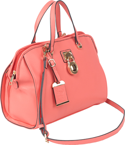 BULLDOG SATCHEL STYLE PURSE CORAL - for sale