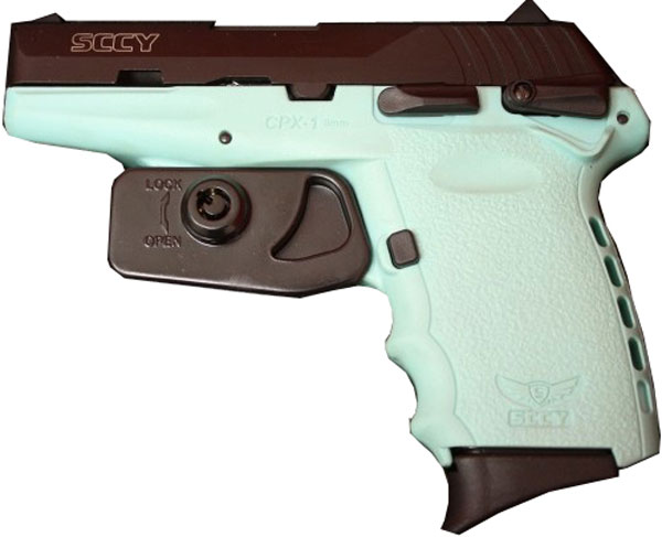 SCCY 9MM POLY AQUA/BLK DAO W/SAFETY - for sale