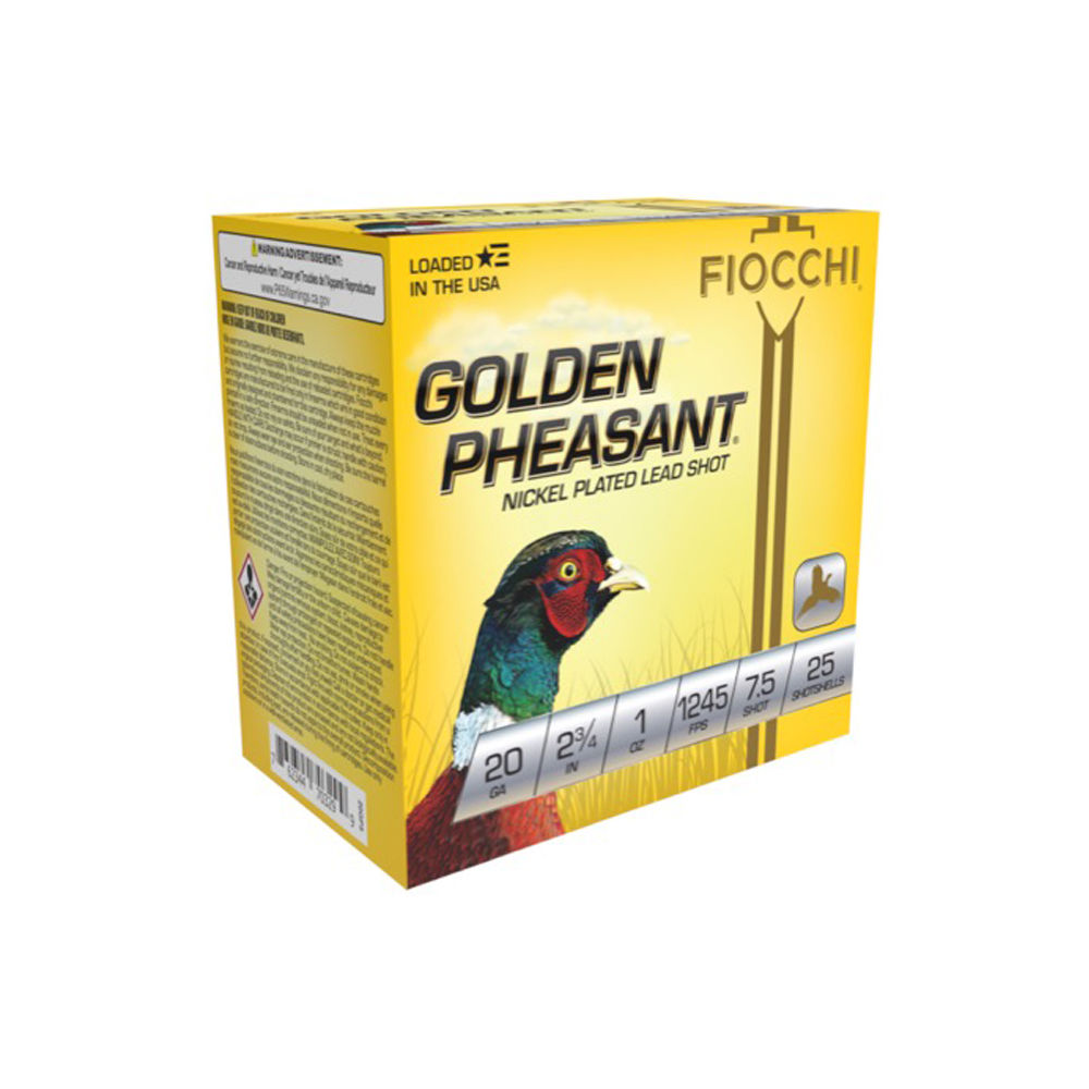 FIOCCHI GLDN PHSANT 20GA 2.75" 1245FPS 1OZ #7.5 25RD 10BX/CS - for sale