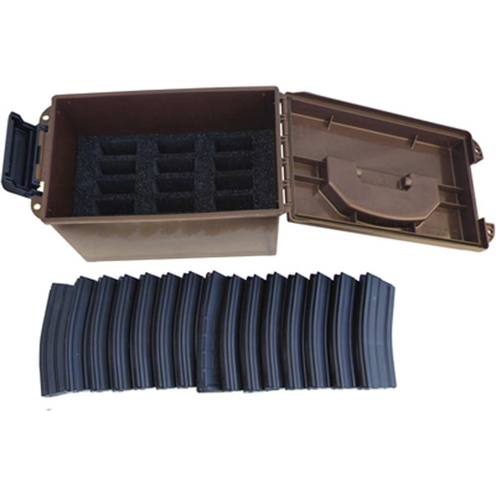 MTM TACTICAL MAGAZINE CAN DARK EARTH HOLDS 15 AR-15 MAGS - for sale