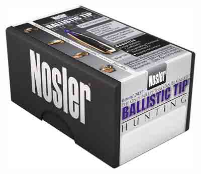 NOSLER BULLETS 6MM .243 55GR BALLISTIC TIP 100CT - for sale