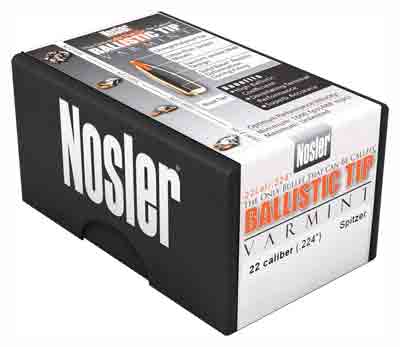 NOSLER BULLETS 22 CAL .224 40GR BALLISTIC TIP 100CT - for sale
