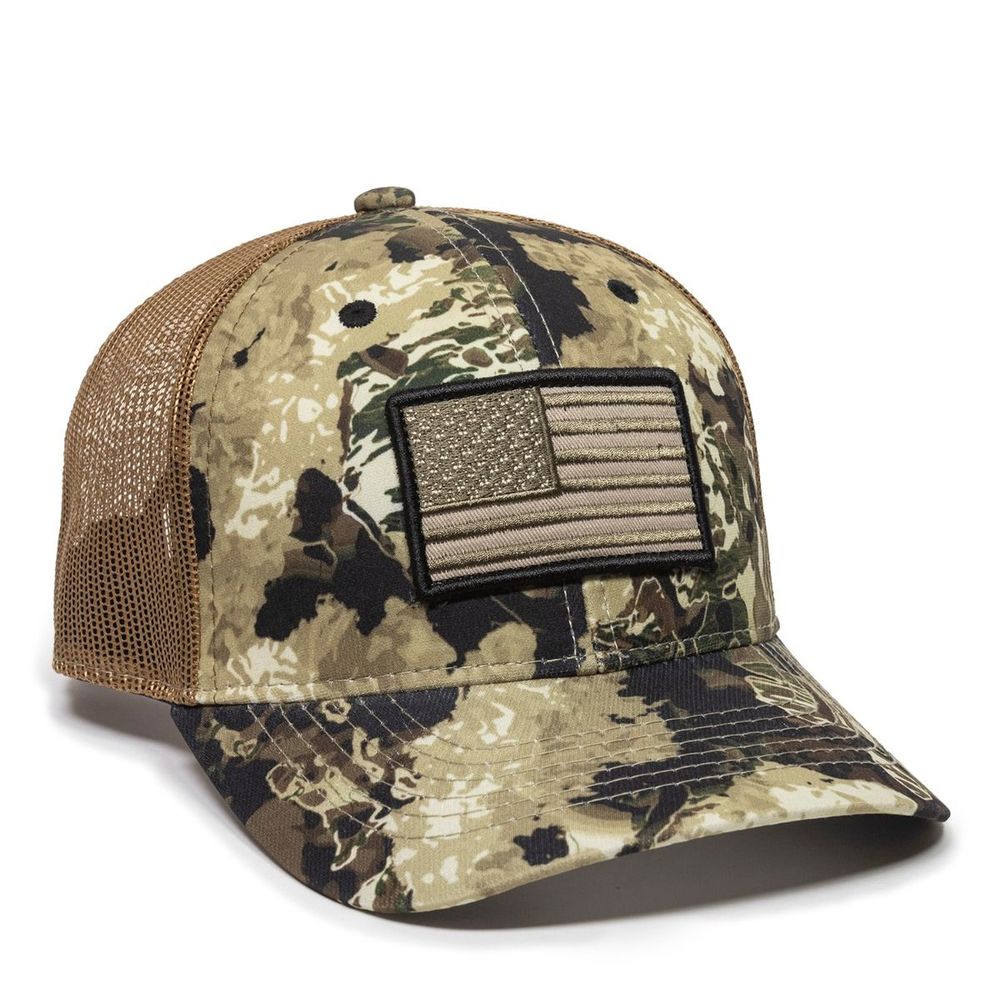 outdoor cap - USA Flag - VEIL WHITETAIL/ BROWN HAT SZ A for sale