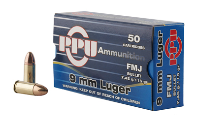 PPU 9MM FMJ 115GR 50/1000 - for sale
