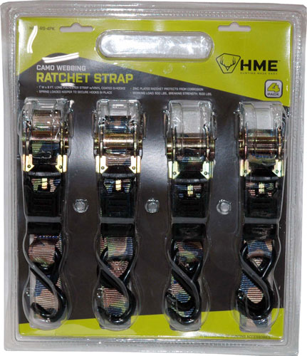 HME RATCHET STRAP 1"X8' CAMO STRAP 4PK - for sale
