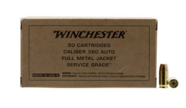 WINCHESTER SERVICE GRADE 380 ACP 95GR FMJ-RN 50RD 10BX/CS - for sale