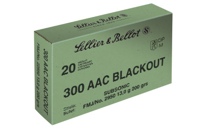 sellier & bellot ammunition - Rifle - .300 AAC Blackout - RIFLE 300 BLACKOUT 200GR FMJ SUB 20RD/BX for sale