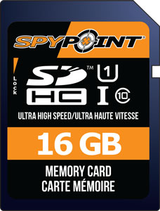 SPYPOINT TRAIL CAM 16GB SD CARD HIGH SPEED CLASS 10 BLK - for sale
