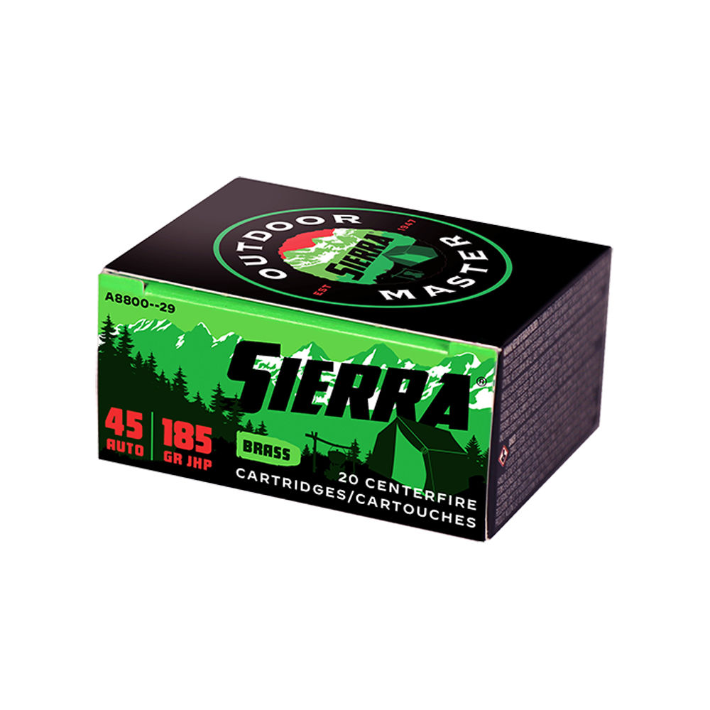 sierra bullets - Outdoor Master - .45 ACP|Auto - AMMO 45 AUTO 185 GR JHP 20/BX for sale