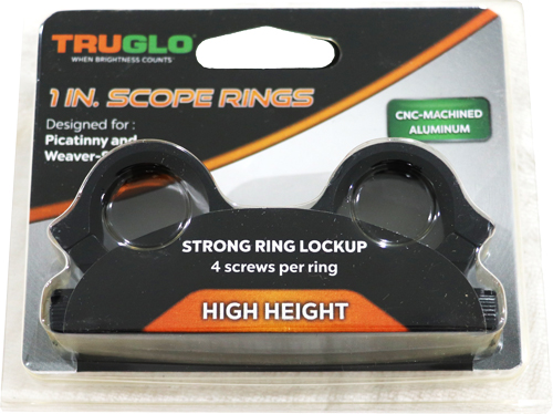 TRUGLO RINGS 1" HIGH MATTE PICATINNY/WEAVER W/4 SCREWS - for sale