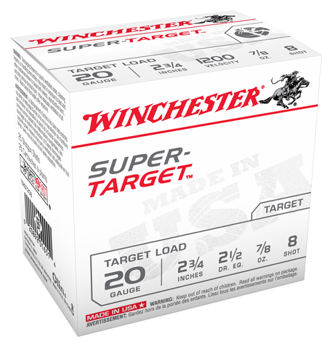 WINCHESTER SUPER TARGET 20GA 1200FPS 7/8OZ #8 250RD CASE LT - for sale