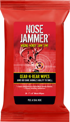 NOSE JAMMER GEAR AND REAR WIPES 7"x6" 20 WIPES PER PACK - for sale